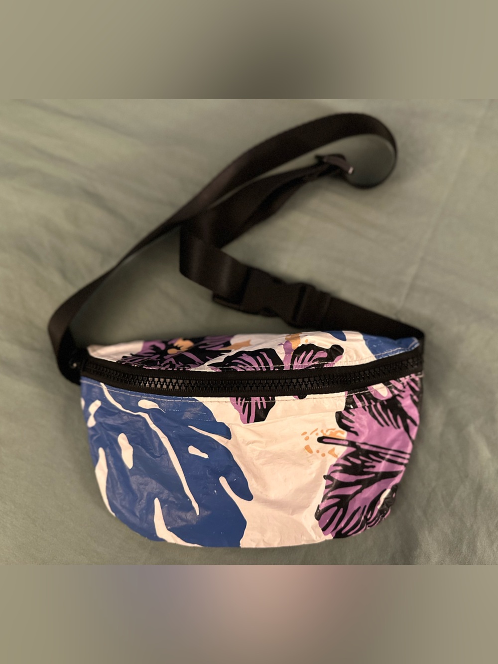 ALOHA Collection Samudra Floral Crossbody Belt Bag in Purple, Blue & White